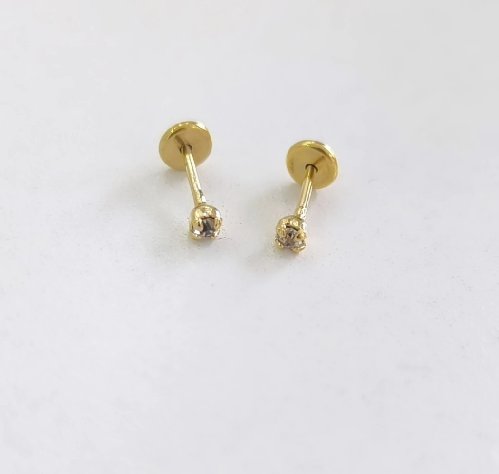Abridor plata Gold/Par/Mini cubic cristal 3mm/