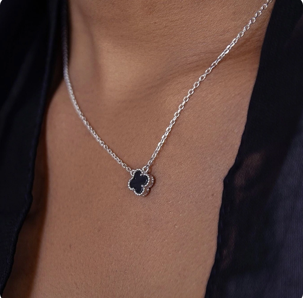 Conjunto trébol Black/Acero blanco/Cadena Intermedia