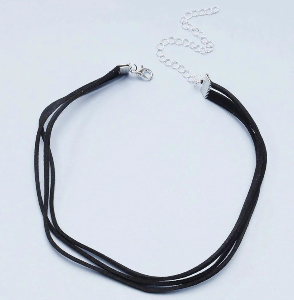 Chokers triple gamuzado regulable/Acero blanco