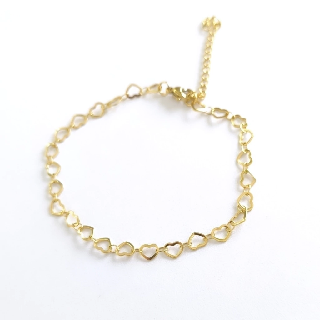 Pulsera corazónes calados/Regulable/Línea Gold/