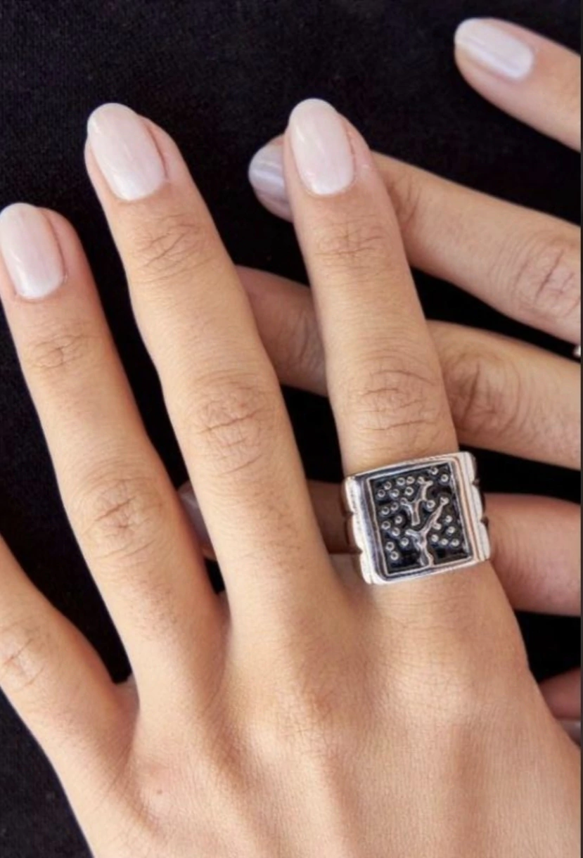 Anillo rectangular árbol de la vida/Acero quirúrgico hipoalergénico