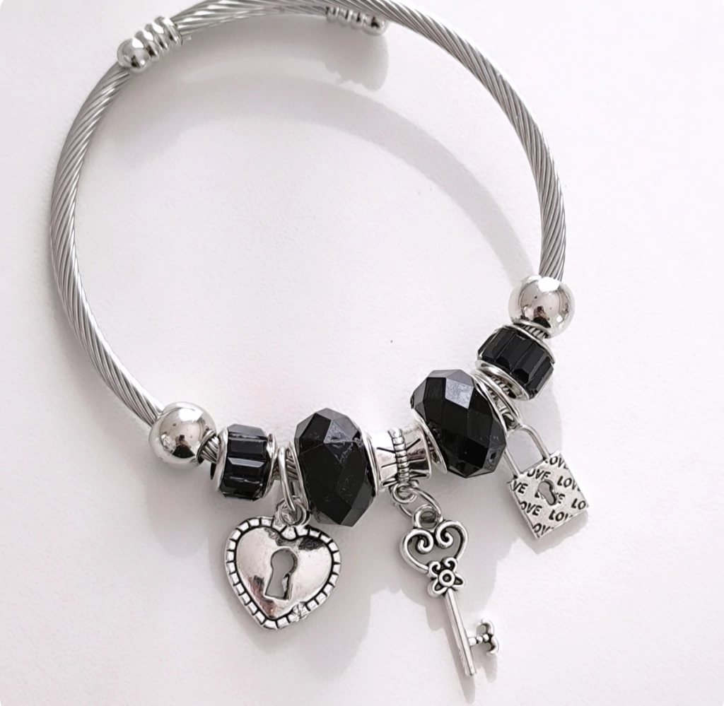 Pandora charm /Black Acero quirúrgico hipoalergénico