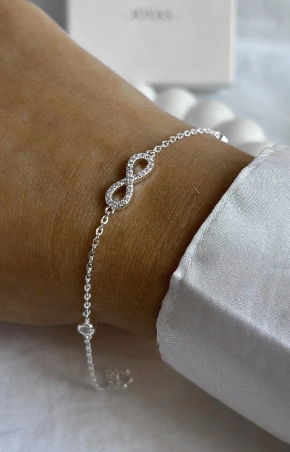 Pulsera infinito micropave/Plata italiana/Circulos cubic cristal/Regulable