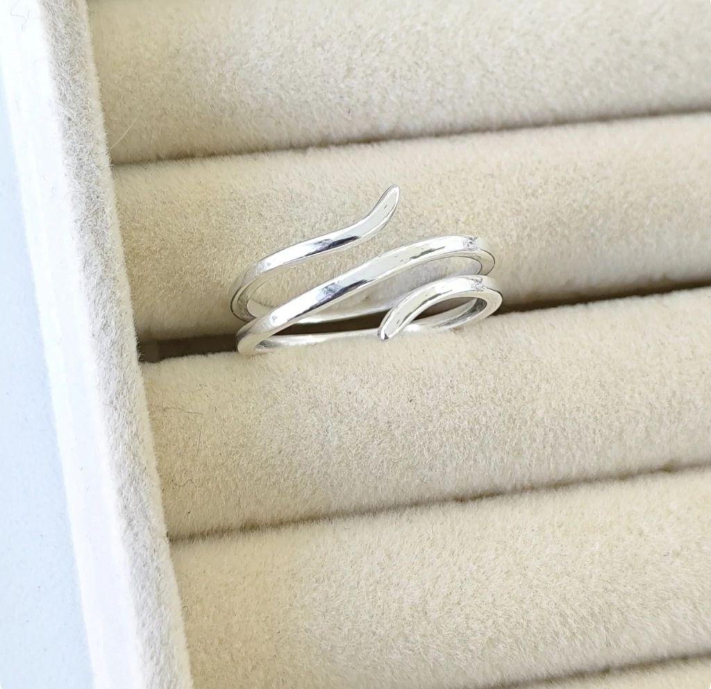 Anillo triple Plata importada 925/Regulable/N°16 y 19