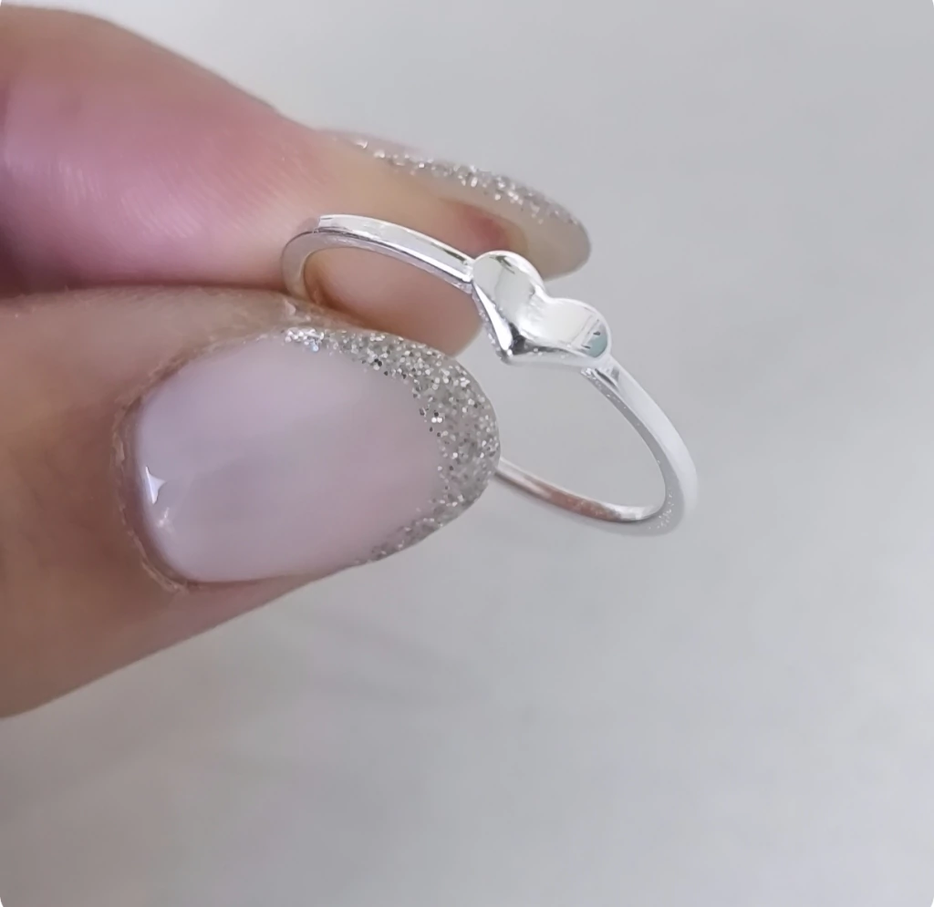 Anillo corazón liso/Plata importada 925/N°11/16/20
