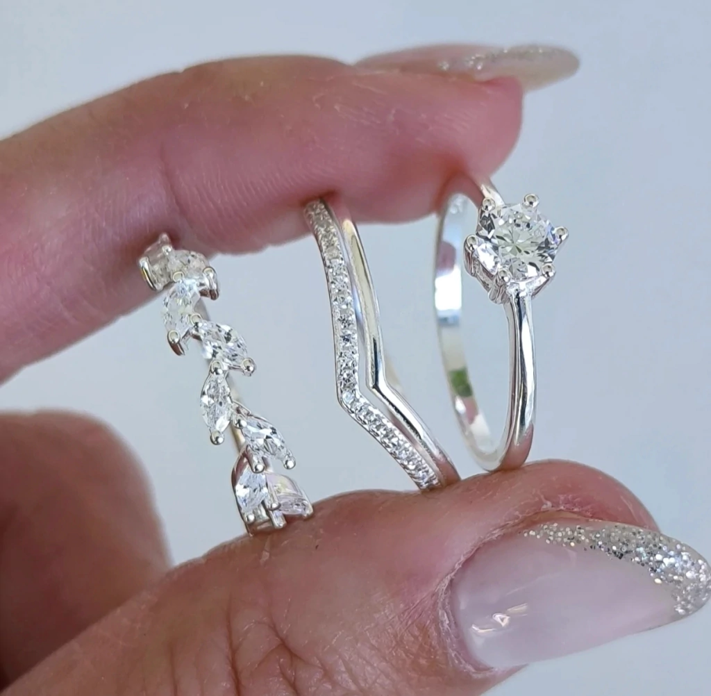Anillo con Cubic cristal/Estilo cintillo/Plata Italiana 925/
