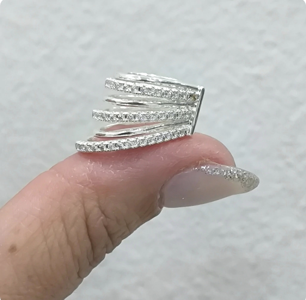 Aro cuff a presión para el cartílago/Cubic cristal/Acero blanco