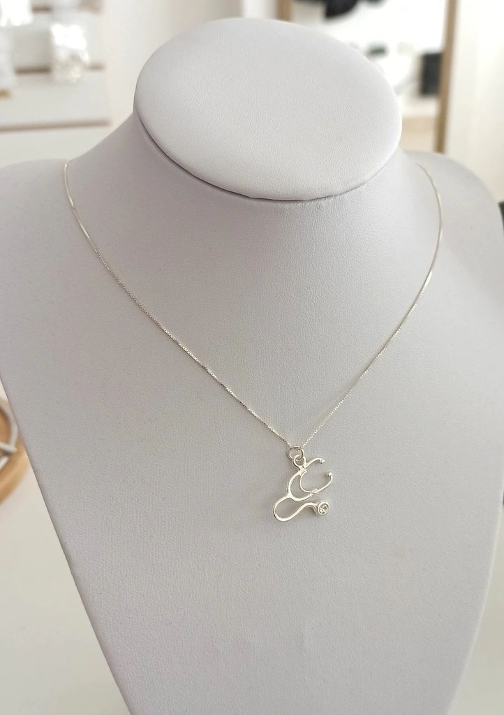 Collar estetoscopio con cubic/Plata925