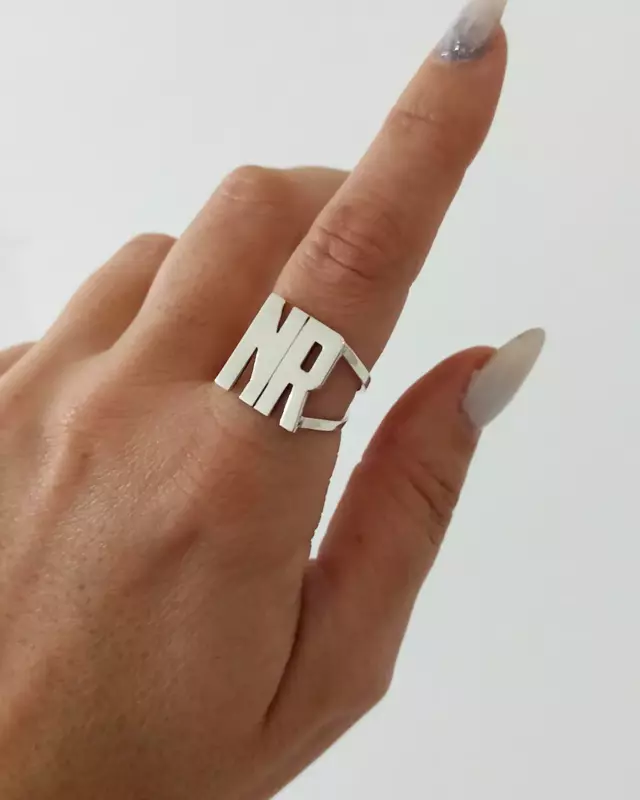 Anillo 2 Iniciales/Personalizado/Plata925 thumbnail 2