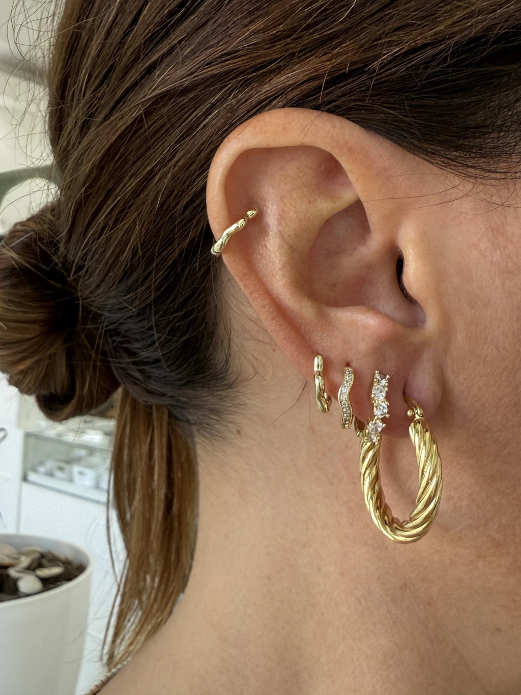 Argollas torzadas/Par/2,5cm/Linea gold