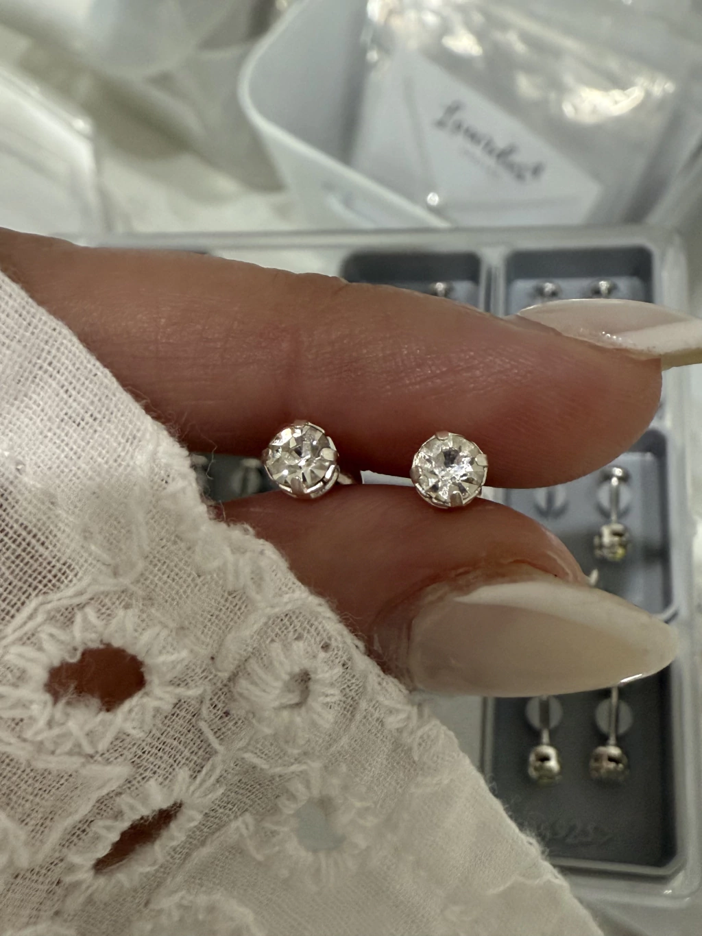 Abridor cubic cristal/3mm/Par/Plata925