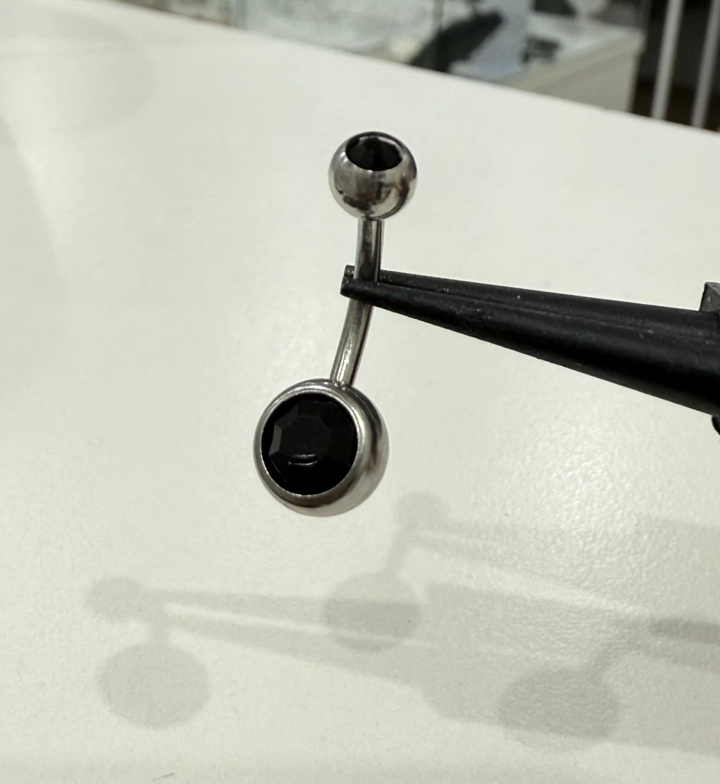 Piercing ombligo/Cubic ónix/Acero quirúrgico hipoalergenico
