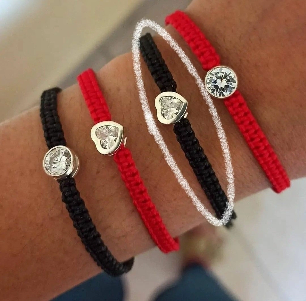Pulsera black Ajustable de Plata/Susanito corazón cristal/NEGRA