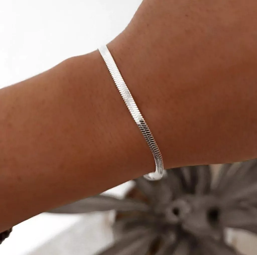 Pulsera Clapton chata/18cm Largo/Acero blanco