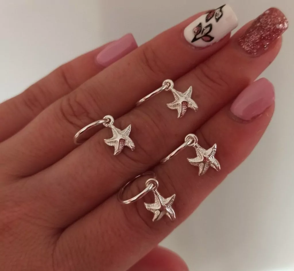 Argollas estrellas de mar/Par/Plata925