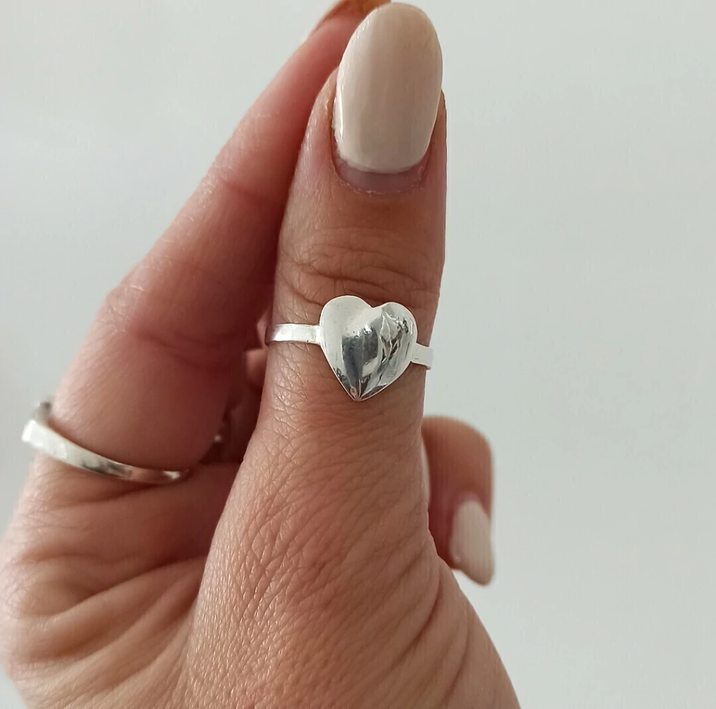 Anillo corazón liso/Plata925
