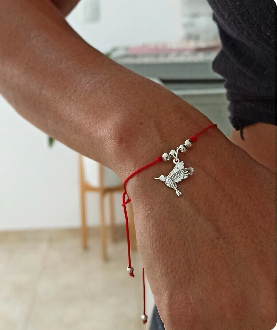 Pulsera red colibrí ajustable de Plata