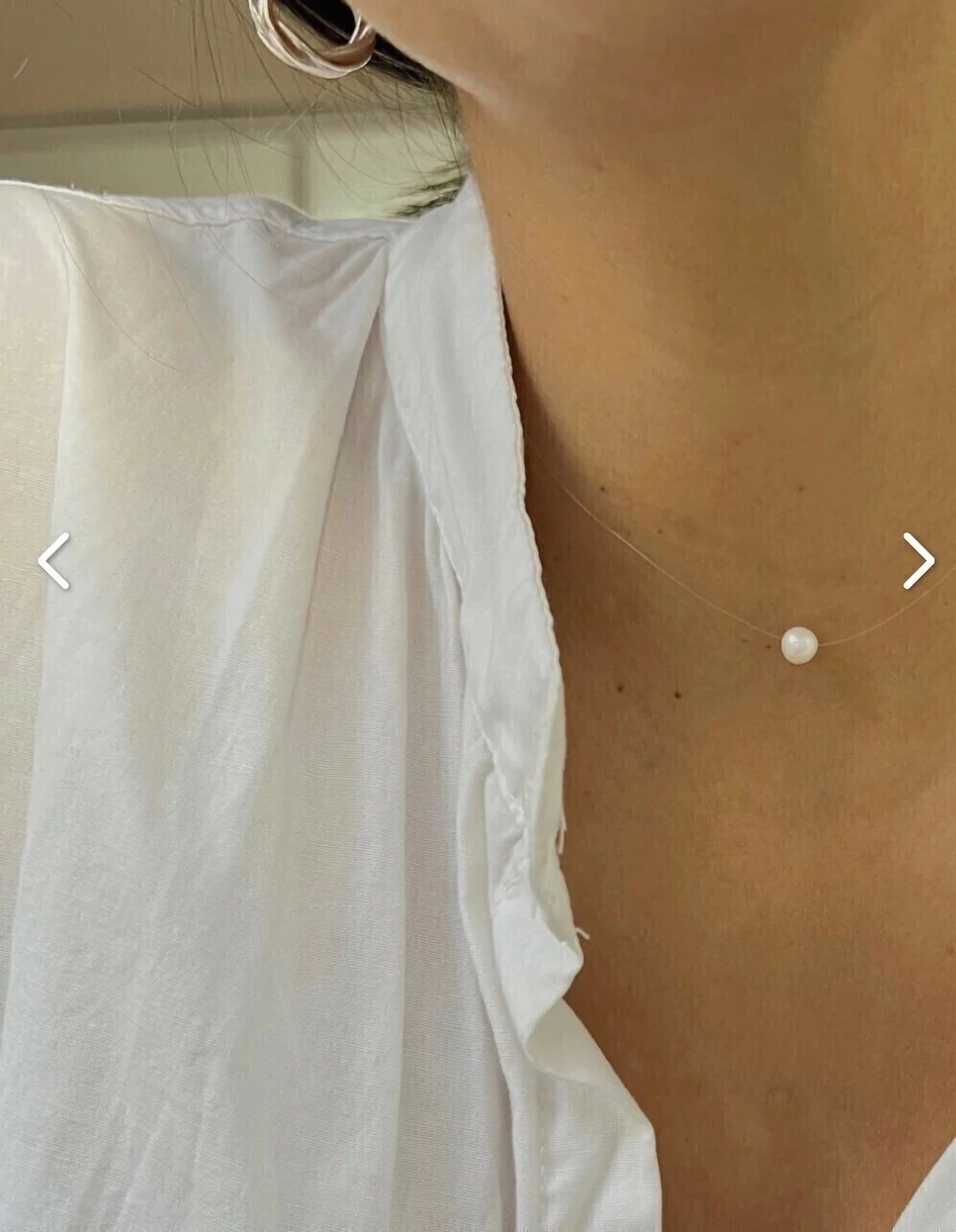 Collar invisible/Perla natural/Plata925