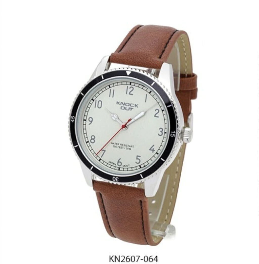Reloj Knockout/Malla símil cuero marrón