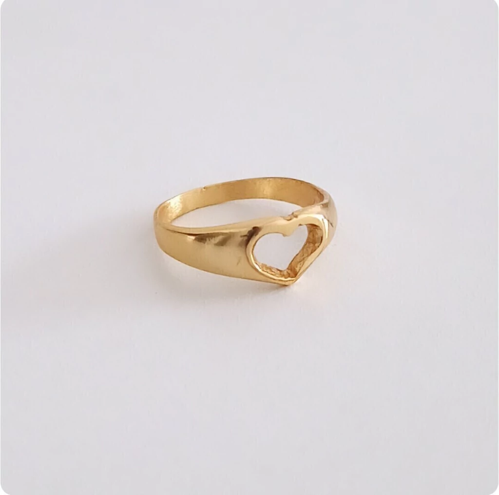 Anillo corazón calado/N°14/Plata Gold