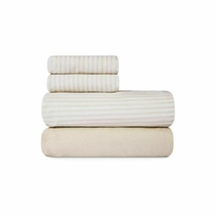 Juego De Sábanas Queen 180 Hilos 100% Algodón Palette Lines Beige - comprar online