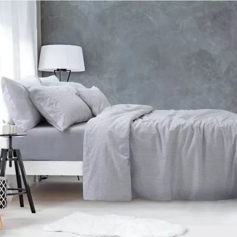 Juego De Sábanas Twin 180 Hilos 100% Algodón Palette Lines Gris