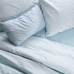 Juego De Sábanas Twin 180 Hilos 100% Algodón Palette Lines Celeste - comprar online