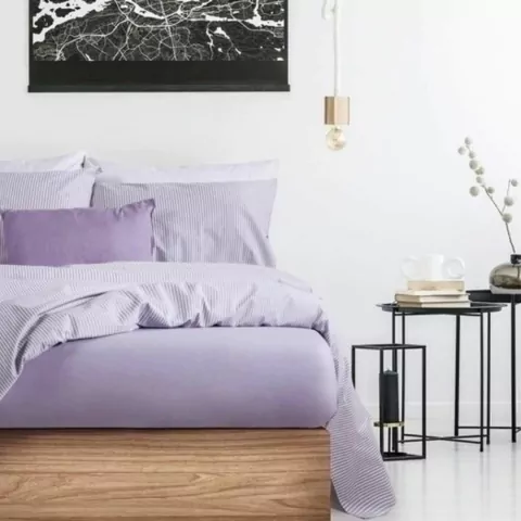 Juego De Sábanas Twin 180 Hilos 100% Algodón Palette Lines Lila