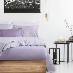 Juego De Sábanas Queen 180 Hilos 100% Algodón Palette Lines Lila