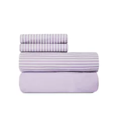 Juego De Sábanas Twin 180 Hilos 100% Algodón Palette Lines Lila en internet
