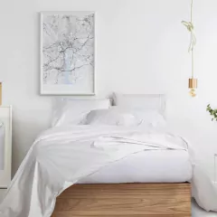 Juego De Sábanas Twin 180 Hilos 100% Algodón Palette Lines Blanco