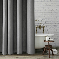Set de 13 Piezas Cortina Baño Simil Waffle gris Cortina + 12 Ganchos