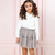 Conjunto Silver Party Camisa Branca Saia Prata Bambollina