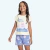 Pijama Good Night Blusa Creme Short Azul Fakini - loja online
