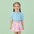 Conjunto Blue Hearts Cropped Short Saia Azul Rosa MonSucré