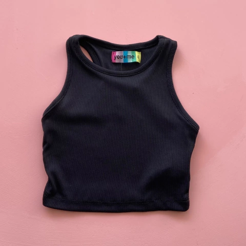 Cropped Canelado Preto You+Me