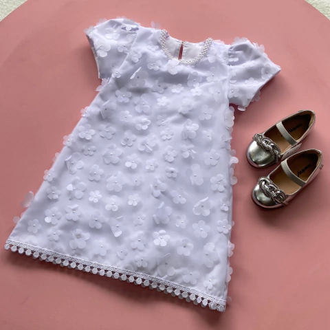 Vestido Batizado Flowers 3D Reto Rociclê