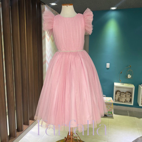 Vestido Luxo Maitê Longo Rosa Bebê Farfalla-