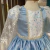 Vestido Luxo Frozen Let it Go Cetim Bucol Azul Serenity Farfalla. - Mari Kids