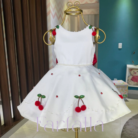 Vestido Luxo Cerejinhas Branco Farfalla -