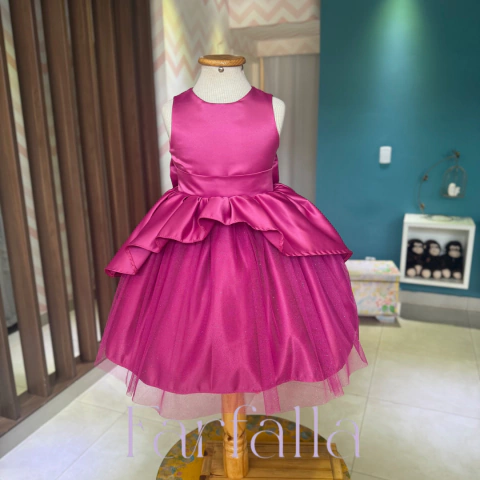 Vestido Luxo Alícia Rosa Fúscia Farfalla-