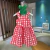 Vestido Tricoline Xadrez Vermelho Morangos Momi