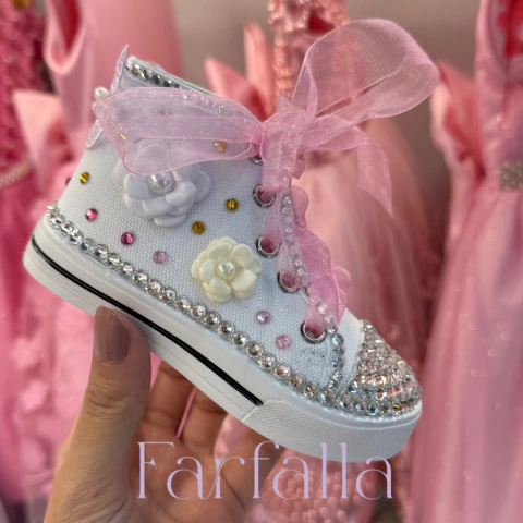Tênis Luxo Branco Jardim Encantado Farfalla -
