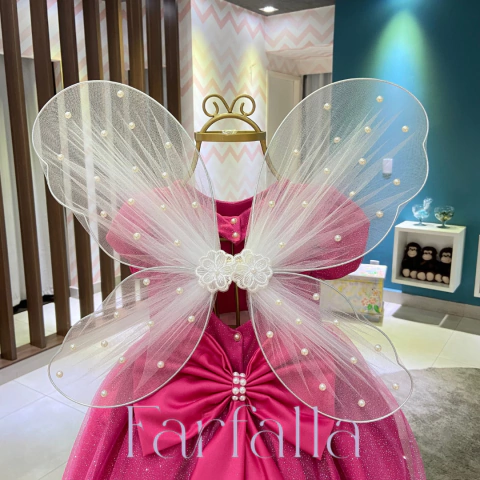 Asa de Borboleta Luxo Branca Tule Pérolas Farfalla - comprar online