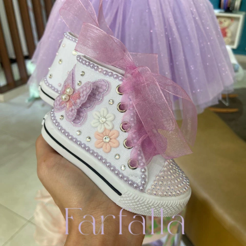 Tênis Luxo Branco Jardim Encantado Lilás Farfalla - comprar online
