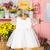 Vestido Baby Batizado Branco Organza com Flores Brilho Serena