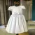 Vestido Batizado Princess Cetim Branco Pérolas Manga Rociclê