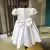 Vestido Batizado Princess Cetim Branco Pérolas Manga Rociclê - Mari Kids