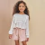 Imagem do Conjunto Bata Viscose Sarjada Short Rosa Bordado Infanti