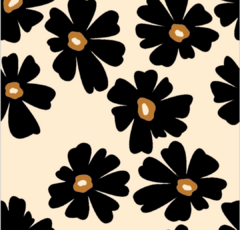 CORDURA FLOR NEGRA EN FONDO CRUDO x 50 cm